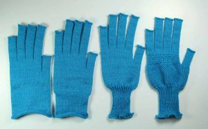 progression of gloves knitted from a MIT CSAIL program