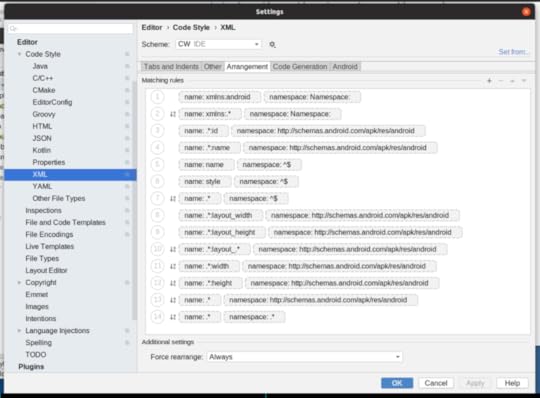 Broken Android Studio 3.5 XML Arrangement Rules