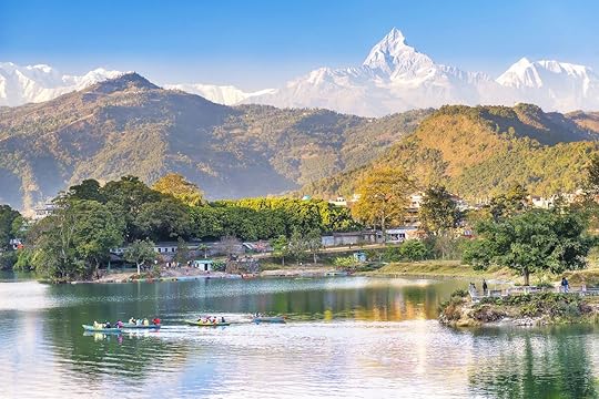 Pokhara lake and and Annapurna in Nepal