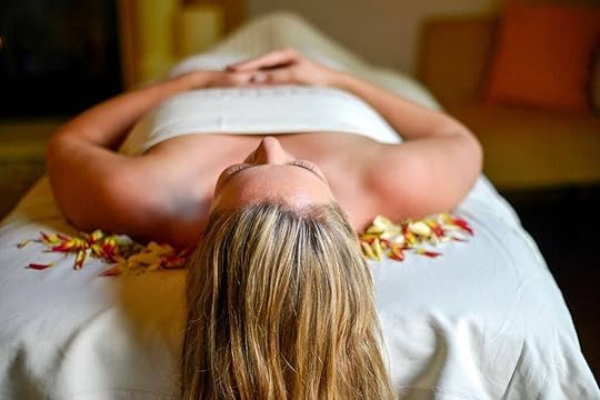 Person laying in towel