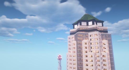 The 801 Grand building in downtown Des Moines recreated in Minecraft by Sean Eddy.