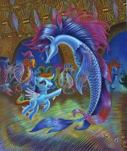 Rainbow Dash greets the not-so-friendly mermare, Electra.