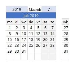 Kies het jaar en de maand