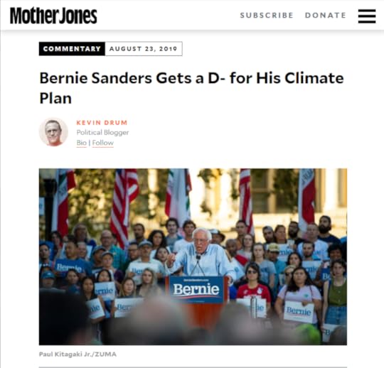 Mother Jones: Bernie Sanders Gets a D- for His Climate Plan