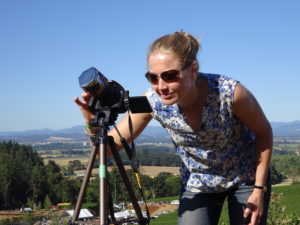 Photographing the partial phase of the solar eclipse.