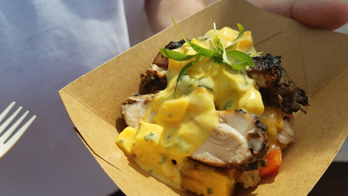 Jerked Spice Chicken with Mango Chutney at Epcot International Food & Wine Festival.