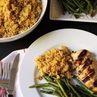 dinner plate with homemade rice a roni