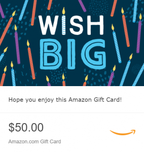 giveaway poster gleam to win amazon gift card voucher $50
