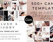 500+ Canva Templates Workbook eBook Rose Gold Blush Ivory Set