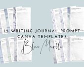 Blue Marble Writing Journal Writing Prompts Canva Templates | Goodnotes Template