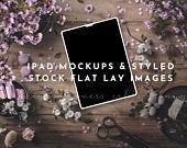 iPad Mockups & Styled Stock Photography - Cake and Purple Flowers Styled Photography Images and Mockups, PSD iPad Template, Smart Objects