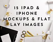iPad Mockups Gold Styled Flat Lay Product Mockups eBook Mockups Cover Mockups PSD Templates