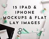 iPad Mockups Sea Foam Styled Flat Lay Product Mockups eBook Mockups Cover Mockups PSD Templates