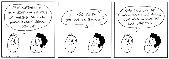Tira cómica sobre la edad en la que mejor auriculares negros.