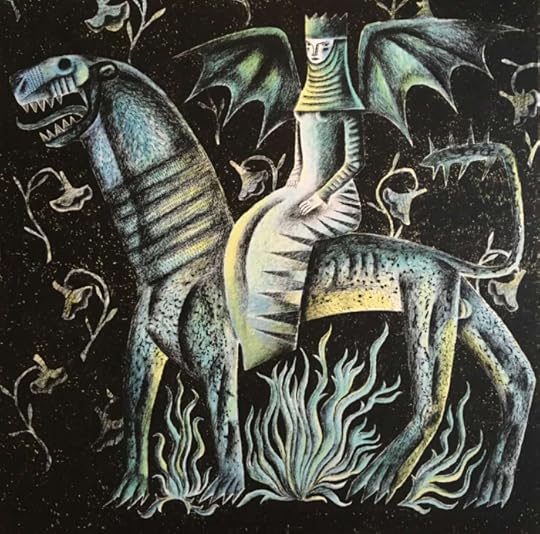 An illlustration from Gawain and the Green Knight by Clive Hicks-Jenkins