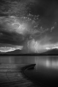 Black & White Lightning over Water