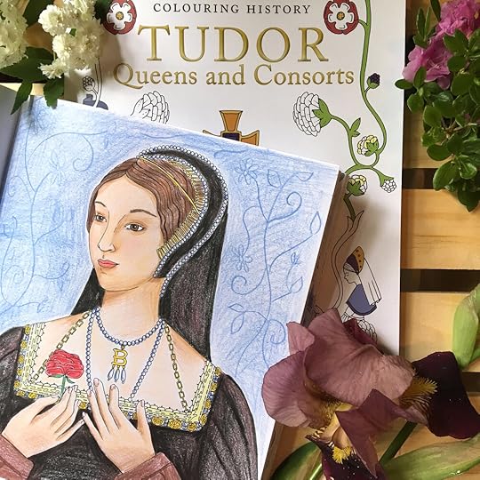 Anne Boleyn portrait page from Colouring History: Tudor Queens and Consorts