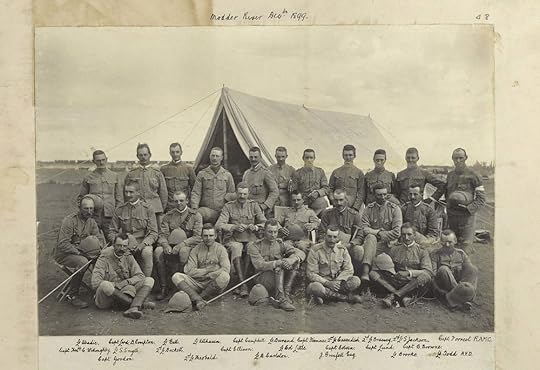 Officers of the 9th Lancers at the Modder River, South Africa, in December 1899, including Captain Edward Robertson Gordon (lower left), Major Colvin and Lieutenant Abadie, authors of the diaries cited here. Of this group, Brassey was killed, Ellison died of disease, Cambell, Gordon, Durand, Cavendish, Sadleir-Jackson, Little and Brooke were wounded, and Theobald became a prisoner of war. J. Grenfell Esq’ is likely to be John Pascoe Grenfell, a Lieutenant in the Buckinghamshire Yeomanry and brother of Captain Francis Octavius Grenfell, who won the V.C. with the 9th Lancers during the First World War (copyright 9th/12th Lancers Regimental Museum, Accession No 2090-16-48).