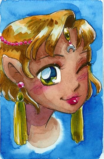 Elf girl drawn in fountain pen on Fluid EZ Block Hotpress paper