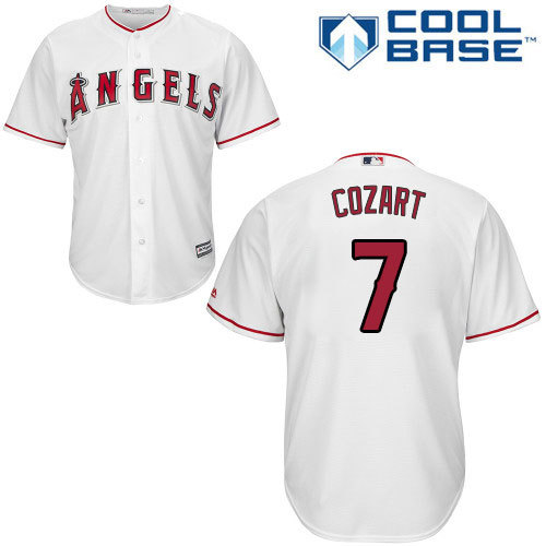 Youth Replica Zack Cozart White Home Jersey - #7 Baseball Los Angeles Angels Of Anaheim Cool Base