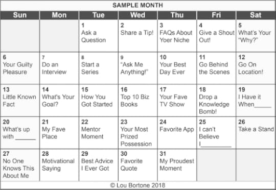 Image: sample calendar of livestreaming ideas