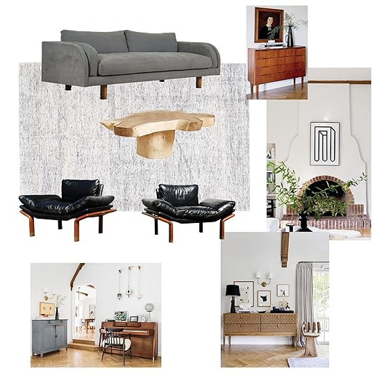 Living Room Moodboard Gray Black Chairs