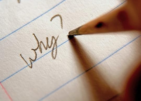 Image: pencil writing the question "Why?" on paper