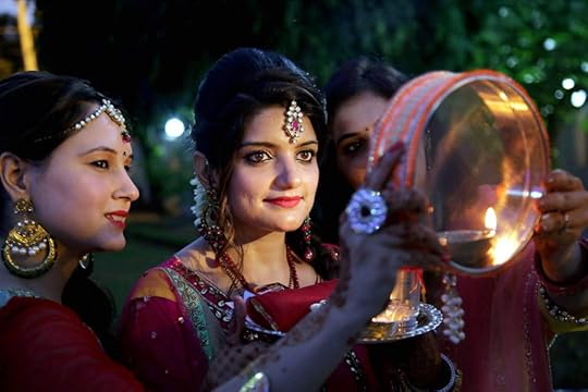 Image result for women celebrating karwa chauth
