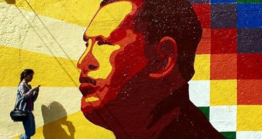 Graffiti con un retrato de Hugo Chávez