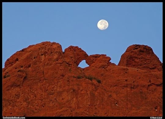 Kissing Camels under a full moon, Garden of the Gods Park, Colorado