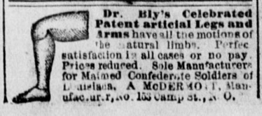 19th century ad for Dr. Bly's Prosthetics