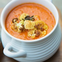 Tomato Soup with Roasted Cauliflower Crumble #recipe via MomAdvice.com