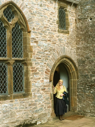 In the doorway of Compton Castle