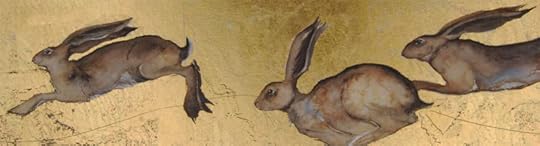 Leaping hares by Jackie Morris
