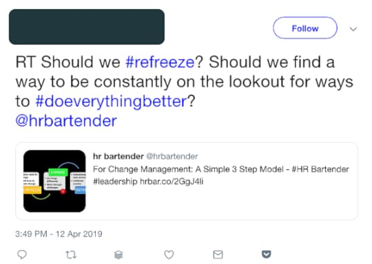 twitter question why refreeze in Lewin Change Model of Change Management
