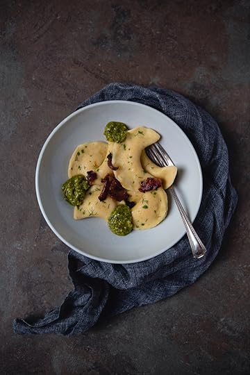 Potato Leek Casoncelli Pasta with Walnut Pesto #recipe | FoodforMyFamily.com