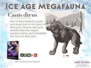 Illustration of a dark prehistoric dire wolf