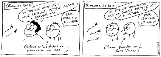 Tira cómica sobre la brutalidad policial y el momento de caer del guindo.