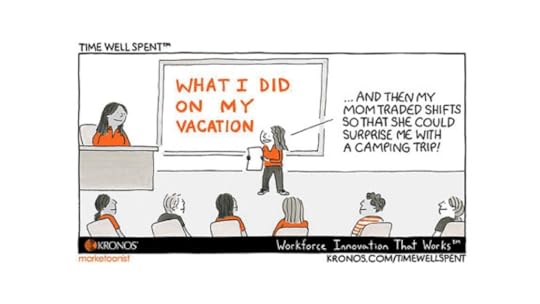 student presentation about vacation in Kronos Time Well Spent showing a positive employee experience