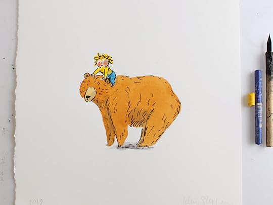 Almost every day I do a small drawing that lands in my shop . This is Bernard and his small friend.