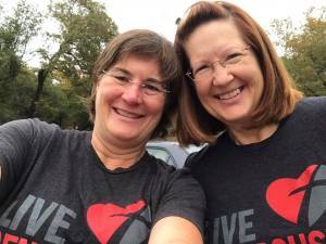 prayer partner, friends in Thrivent t-shirts, live generously