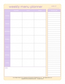 Weekly Menu Planner - With Shopping List