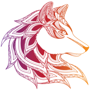 colorful illustration of a wolf head formore prehistoric dire wolves