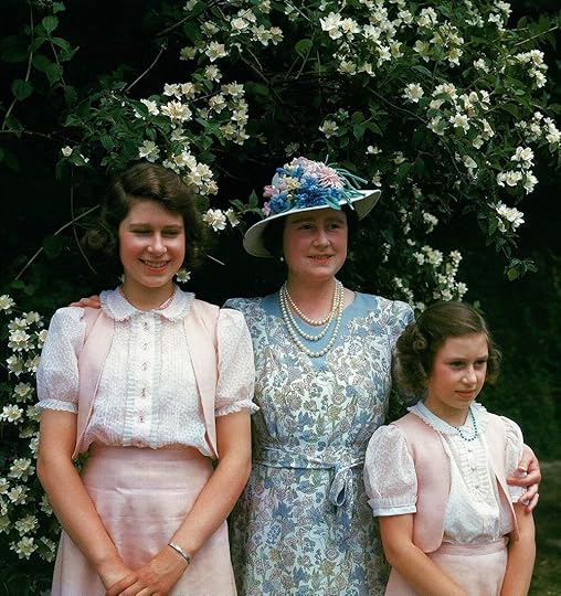 Elizabeth and Margaret with their mother at Windsor in 1943. Photo: Getty. Apparently the identical clothing and Peter Pan Collars seen in the flashback scenes are totally accurate.
