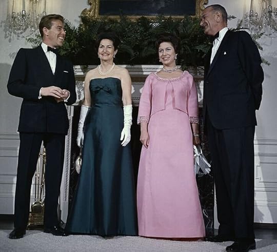 Princess Margaret’s trip to the White House in 1965. From left to right, Lord Snowden, Lady Bird Johnson, Princess Margaret, President Lyndon B Johnson.