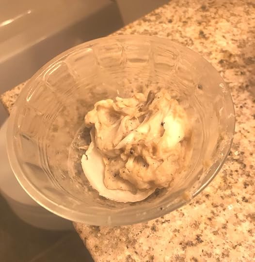 The not very pretty mixture cooling n a greased bowl.
