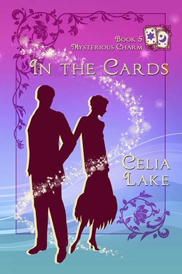 Cover of the book: Two figures silhouetted against a purple backdrop, one turning away from the other. Stars frame their heads nad shoulders, and three small divination cards can be seen inset in the top right corner.