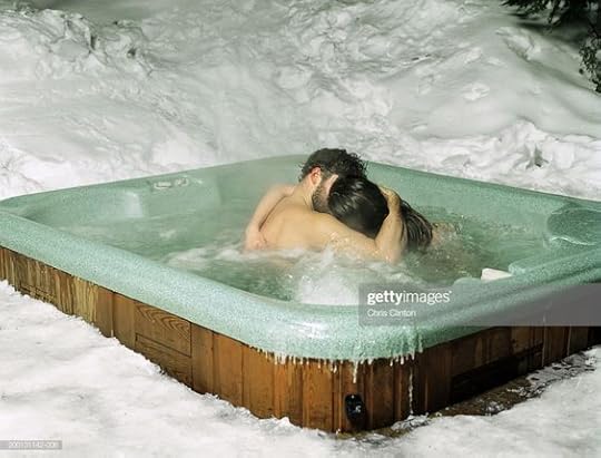 Couple Kissing In Outdoor Hot Tub ...