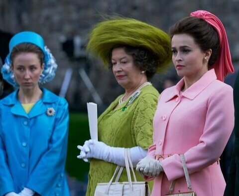 Erin Doherty as Princess Anne, Marion Bailey as the Queen Mother, and Helena Bonham Carter as Princess Margaret