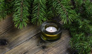 Pine and candle